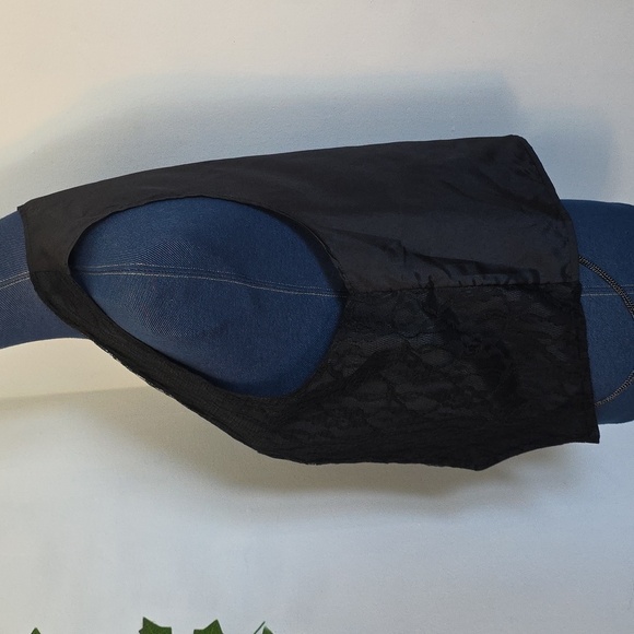 Vintage Black Lace Overlay Open Front Vest By Liz Sinclair - Picture 7 of 9